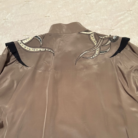 Vintage Joseph Ho 100% Silk Blouse Embellished Western Boho Top Women’s Size 10 - Picture 10 of 15